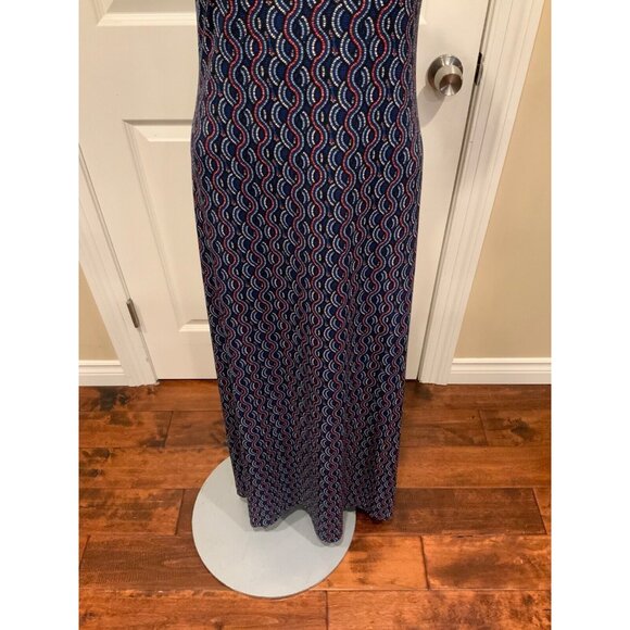 Michael Kors Blue Geometric Print Maxi Dress, Size Small (Petite) - Picture 3 of 8